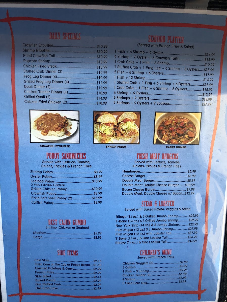 Texas Seafood & Steakhouse Menu - Image 1